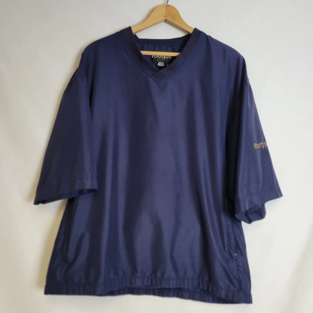 FootJoy Wind Shirt Mens Large Navy Blue Golf Short Sleeve Pullover Jacket Pocket
